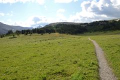 08 Trek Through A Meadow With Quartz Ridge Ahead On Hike From Sunshine Meadows To Mount Assiniboine.jpg